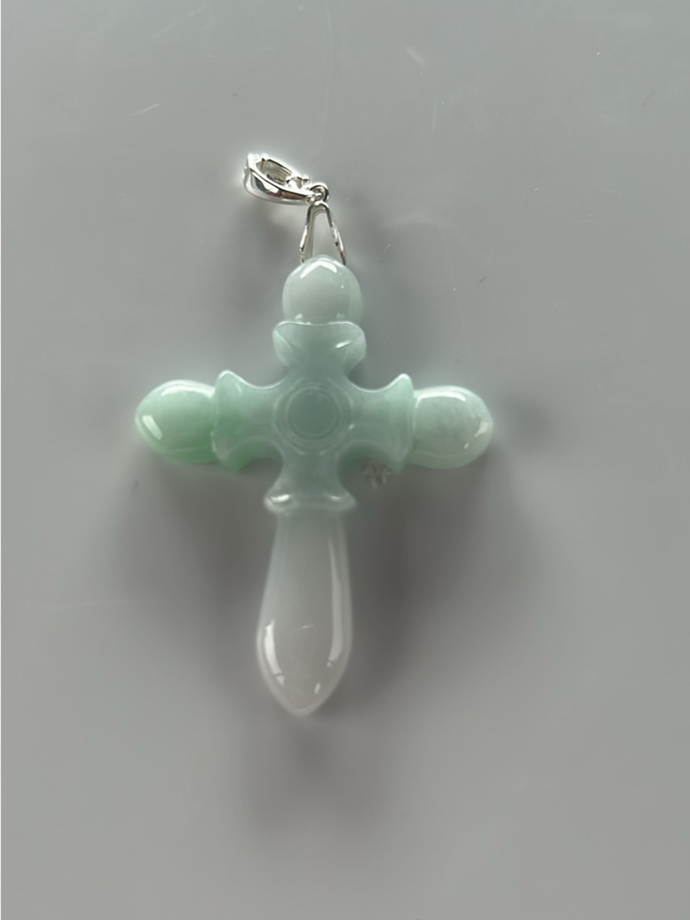 Green Jade Cross Pendant Necklace - Unbranded